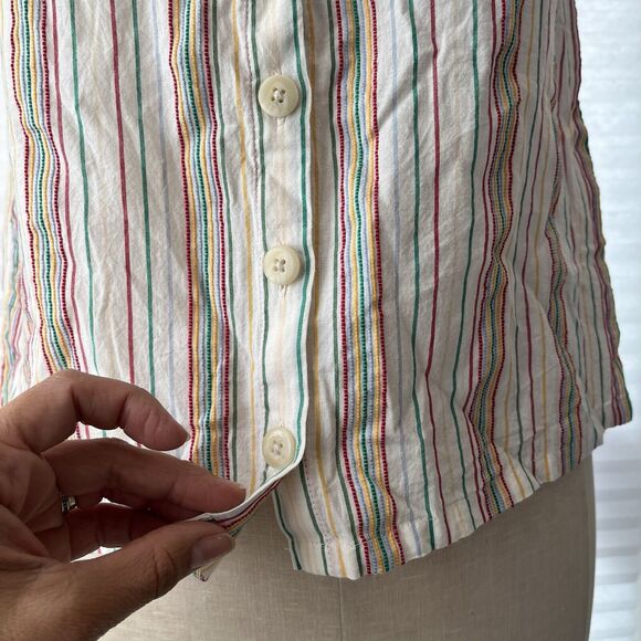 Madewell Raibnbow Striped Cami Blouse top button front, size XS, 100% Cotton - Picture 4 of 8